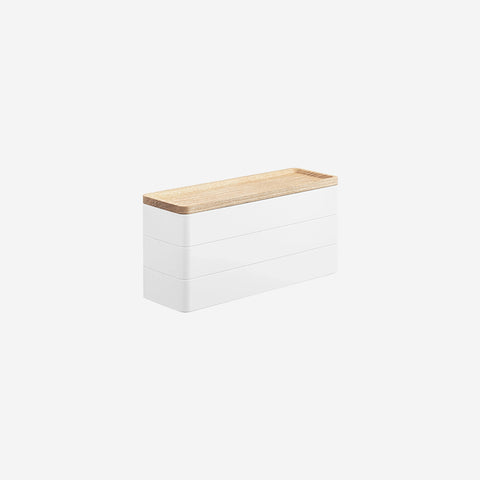 Yamazaki Rin 3 Tier Slim Accessory Case White Storage Box Yamazaki - [store_name]