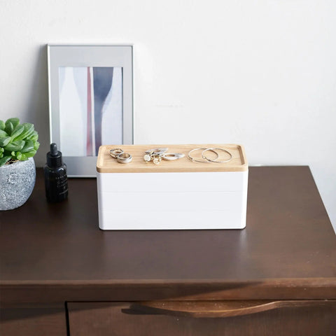Yamazaki Rin 3 Tier Slim Accessory Case White Storage Box Yamazaki - [store_name]