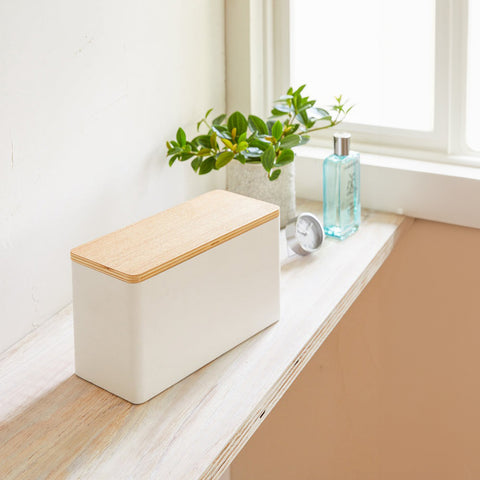 Yamazaki Rin Bathroom Countertop Organiser White Storage Box Yamazaki - [store_name]