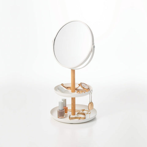 Yamazaki Tosca Accessory Tray & Mirror White  Yamazaki    - [store_name]