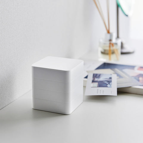 Yamazaki Tower Accessory Tray 4 Tier White Square Accessory Tray Yamazaki - [store_name]