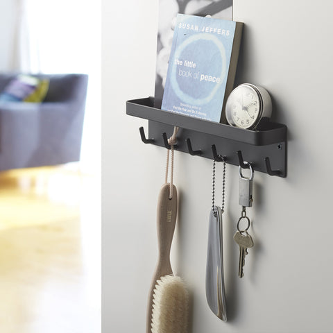 Yamazaki Tower Magnetic Key Hook Tray Black Key Hook Tray Yamazaki    - [store_name]