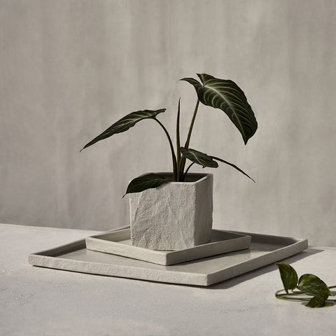 Zakkia Burlap Square Tray White Small Trays Zakkia - [store_name]