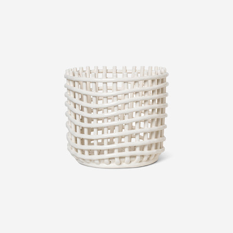 SIMPLE FORM. - Ferm Living Ferm Living Ceramic Basket Pot Large Off White - 