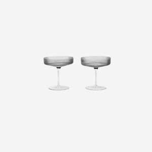 Ferm Living Ripple Champagne Saucer Smoke Glasses Ferm Living    - [store_name]