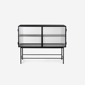 Ferm Living Haze Sideboard Reeded Glass Black Sideboard Ferm Living    - [store_name]