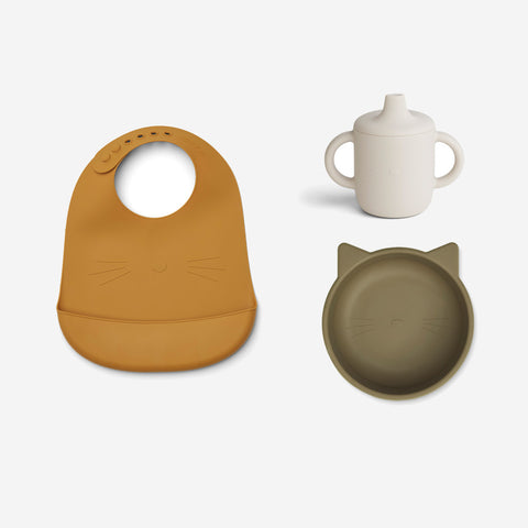 SIMPLE FORM. - Liewood Liewood Connor Baby Dining Set Cat Khaki - 