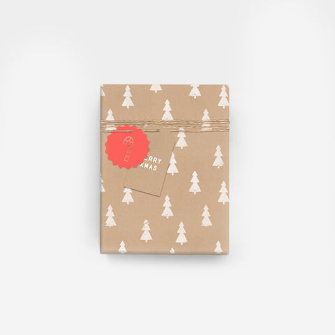 Kinshipped Christmas Tree Lines Black Wrapping Paper