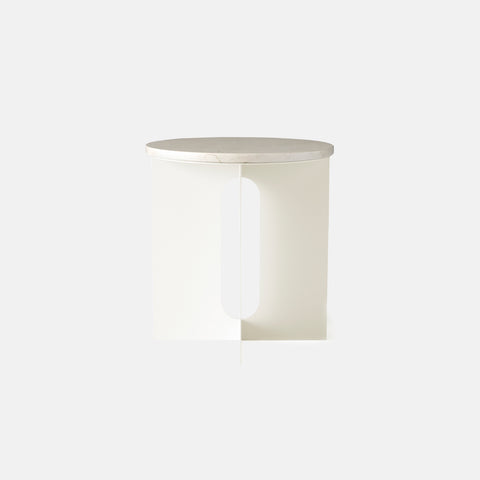 SIMPLE FORM. - Audo Copenhagen Audo Androgyne Side Table Ivory Crystal Rose Marble Top - 