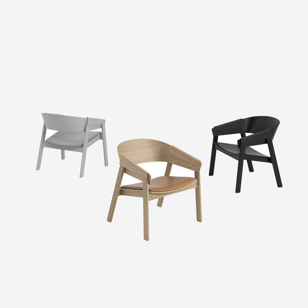Muuto Cover Lounge Chair Oak Leather Cognac | Accent Chairs | Simple Form