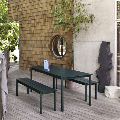Muuto Linear Steel Bench Short Dark Green Bench Muuto - [store_name]