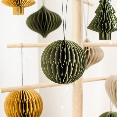 SIMPLE FORM. - Nordic Rooms Nordic Rooms Paper Christmas Ornament Olive Green Sphere - 