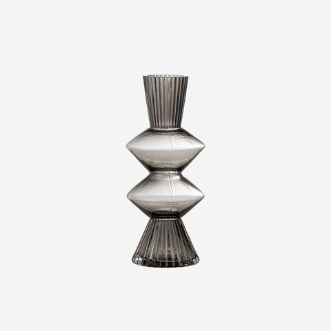 SIMPLE FORM. - Bloomingville Bloomingville Davine Grey Glass Vase - 