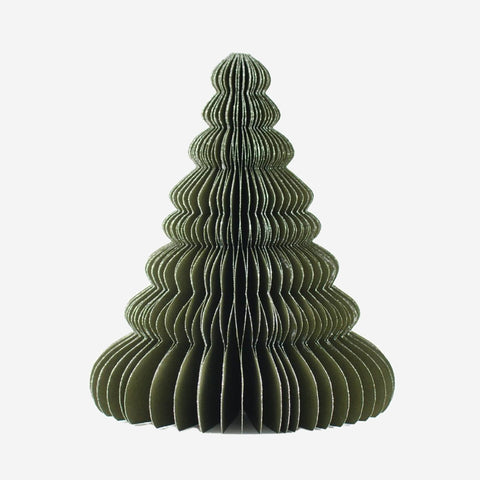 SIMPLE FORM. - Nordic Rooms Nordic Rooms Standing Paper Christmas Tree Olive Green Glitter Edge 24cm - 