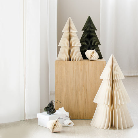 SIMPLE FORM. - Nordic Rooms Nordic Rooms Paper Standing Deluxe Christmas Tree Off White Glitter Edge 45cm - 
